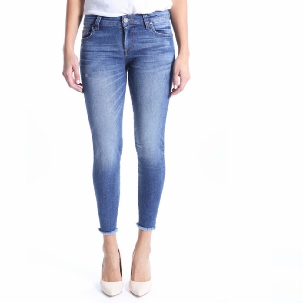 Kut from the Kloth Connie Ankle Skinny Jeans 2016 Vibes Medium Blue Wash 14